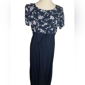 Vintage 90s Maxi Dress with Floral Bodice